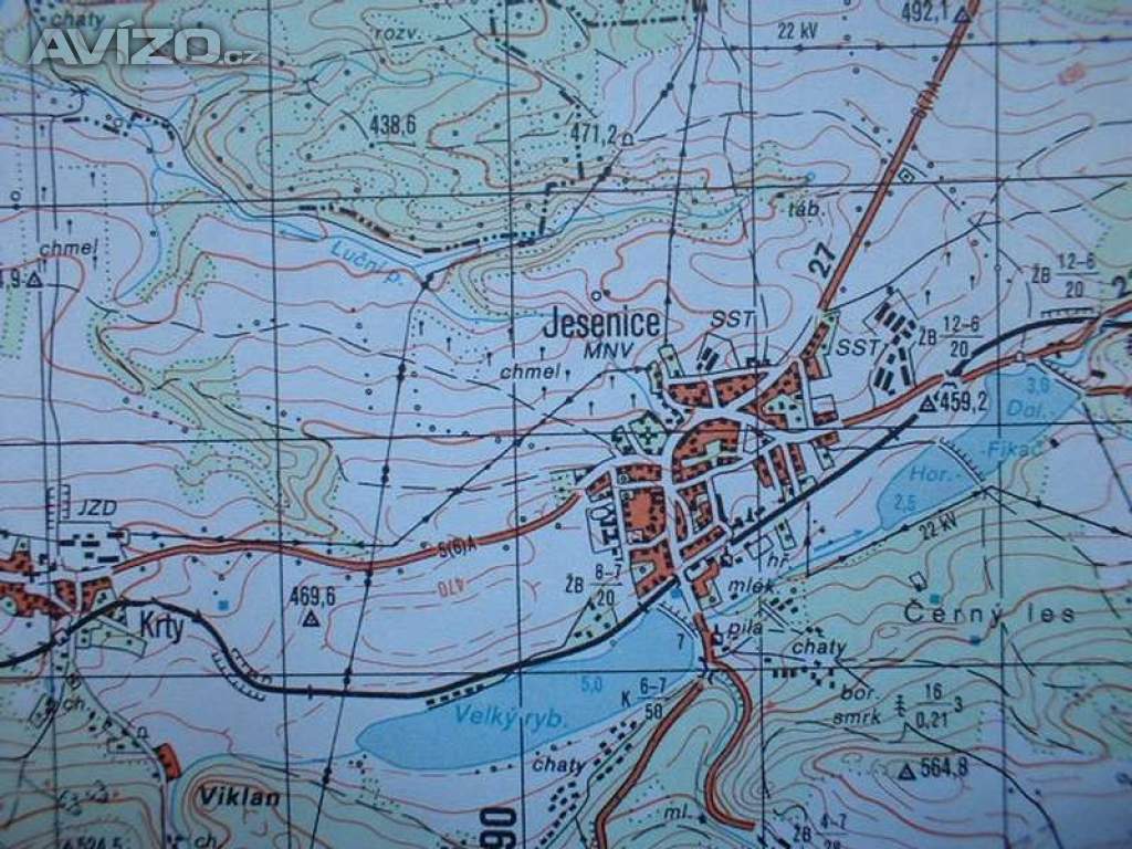 Vojenská profesionální tajná mapa Jesenice