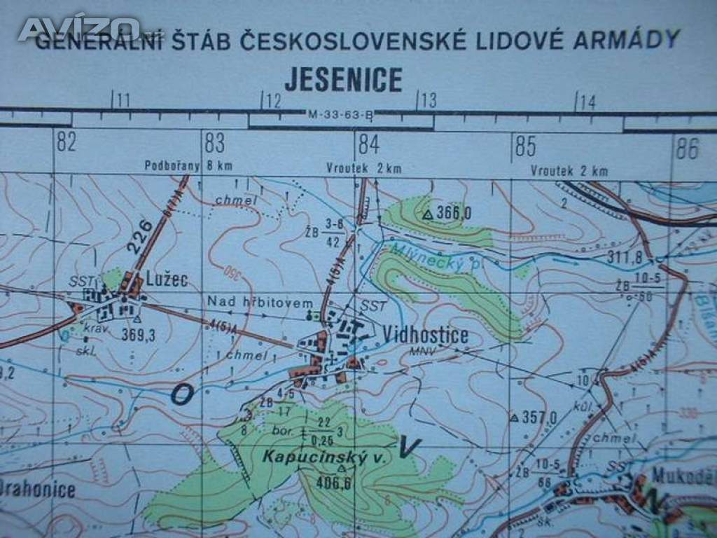 Foto inzerátu Vojenská profesionální tajná mapa Jesenice