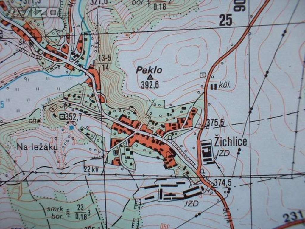 Vojenská profesionální tajná mapa Kaznějov