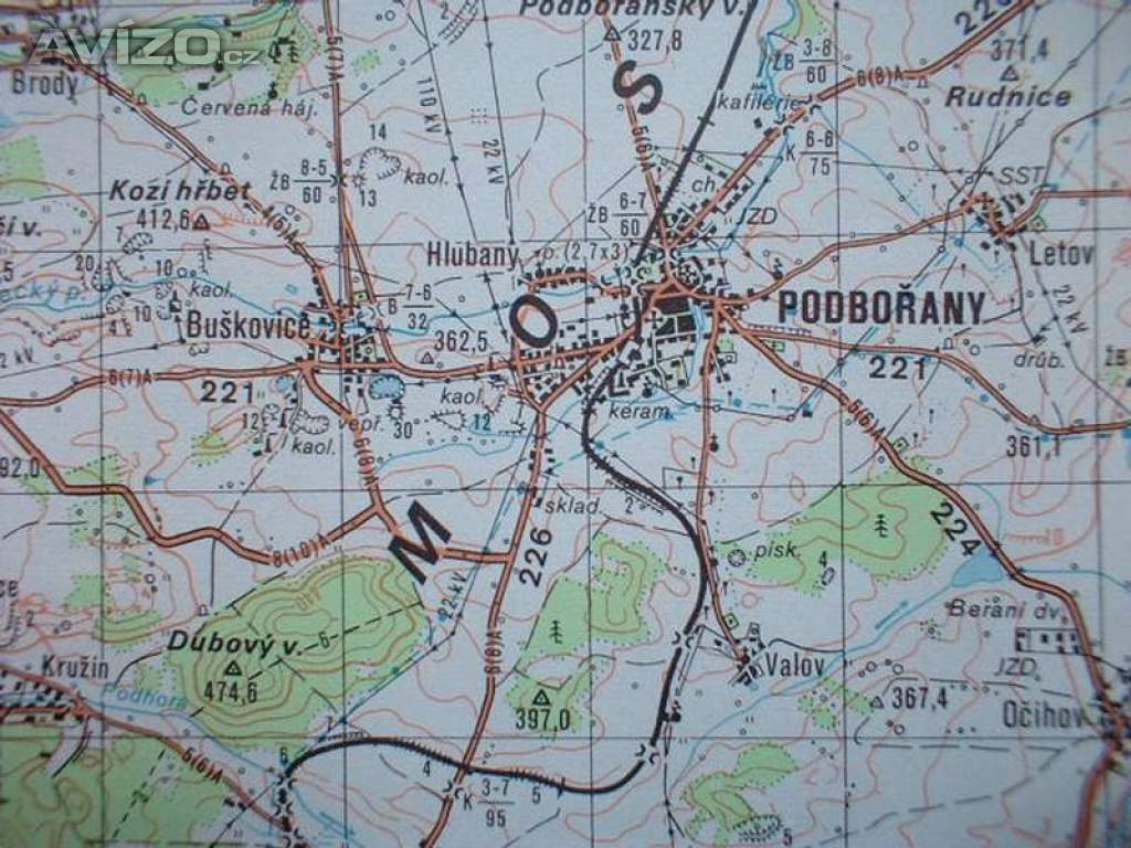 Vojenská profesionální tajná mapa Podbořany