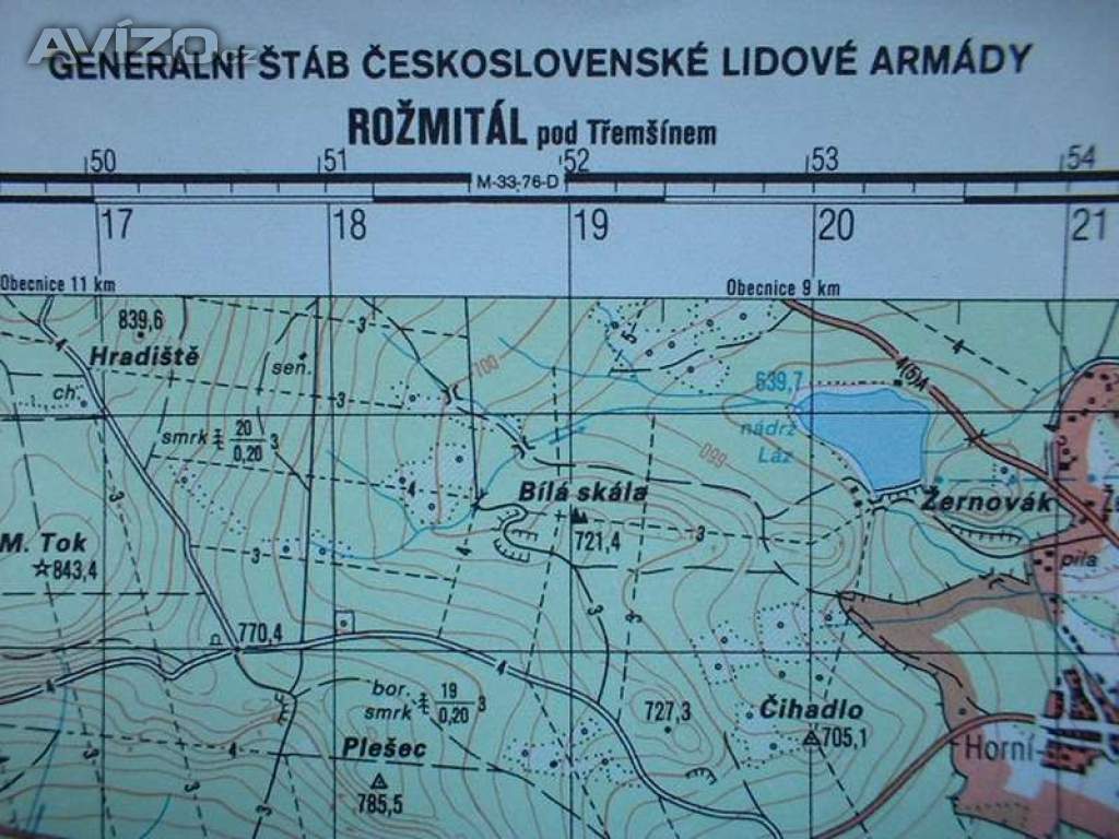 Foto inzerátu Vojenská tajná mapa Rožmitál Brdy voj.prostor Jince