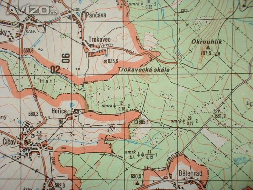 Profesionální mapa Blovice Vojenský prostor Jínce