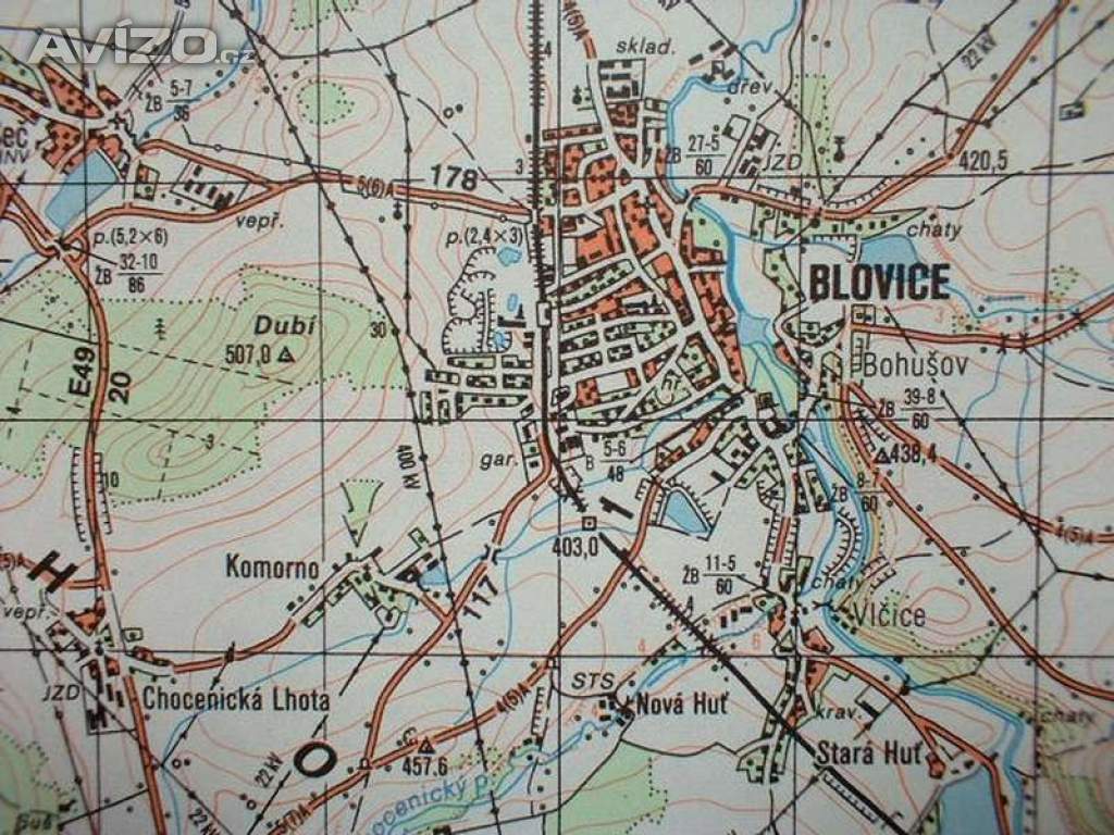 Foto inzerátu Profesionální mapa Blovice Vojenský prostor Jínce