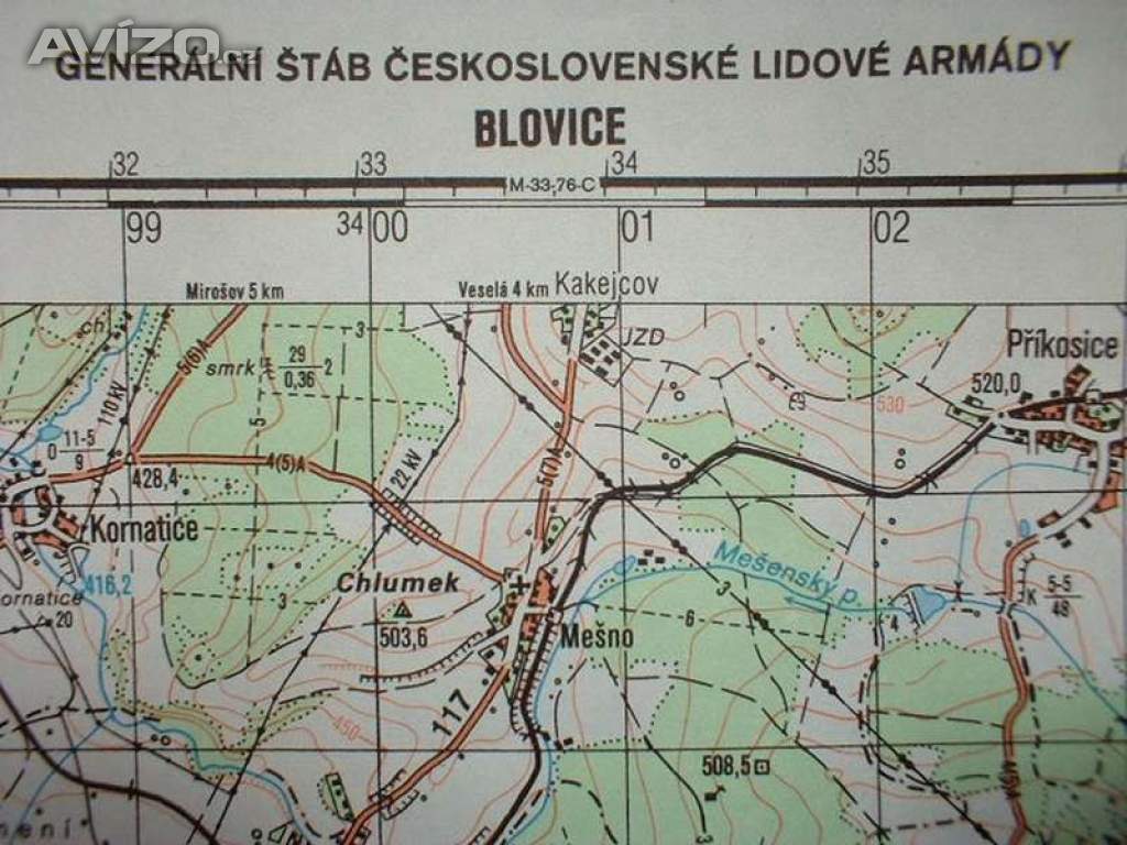 Foto inzerátu Profesionální mapa Blovice Vojenský prostor Jínce