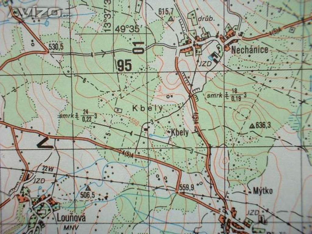 Foto inzerátu Profesionální mapa Blovice Vojenský prostor Jínce