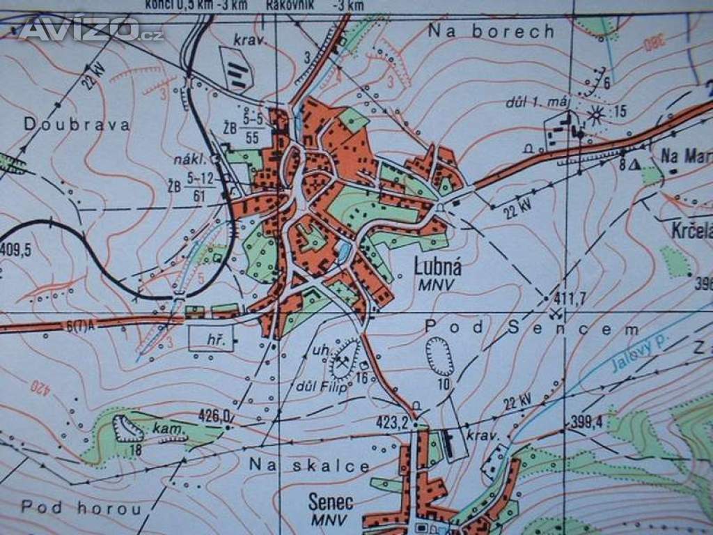 Vojenská profesionální tajná mapa Lubná 1:25