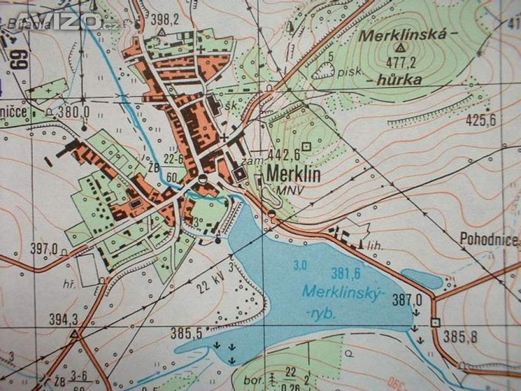 Vojenská profesionální tajná mapa Merklín 1:25