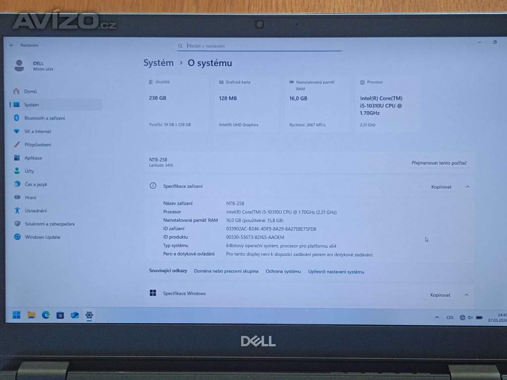 Foto inzerátu NTB#258 - Dell Latitude 3410, i5, 16GB, M2, w11
