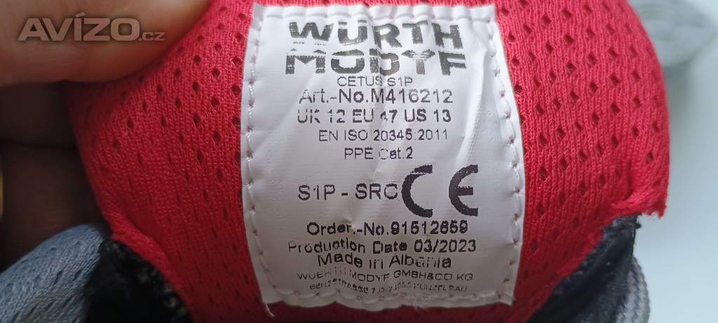 Foto inzerátu pracovní boty Wurth, velikost 47