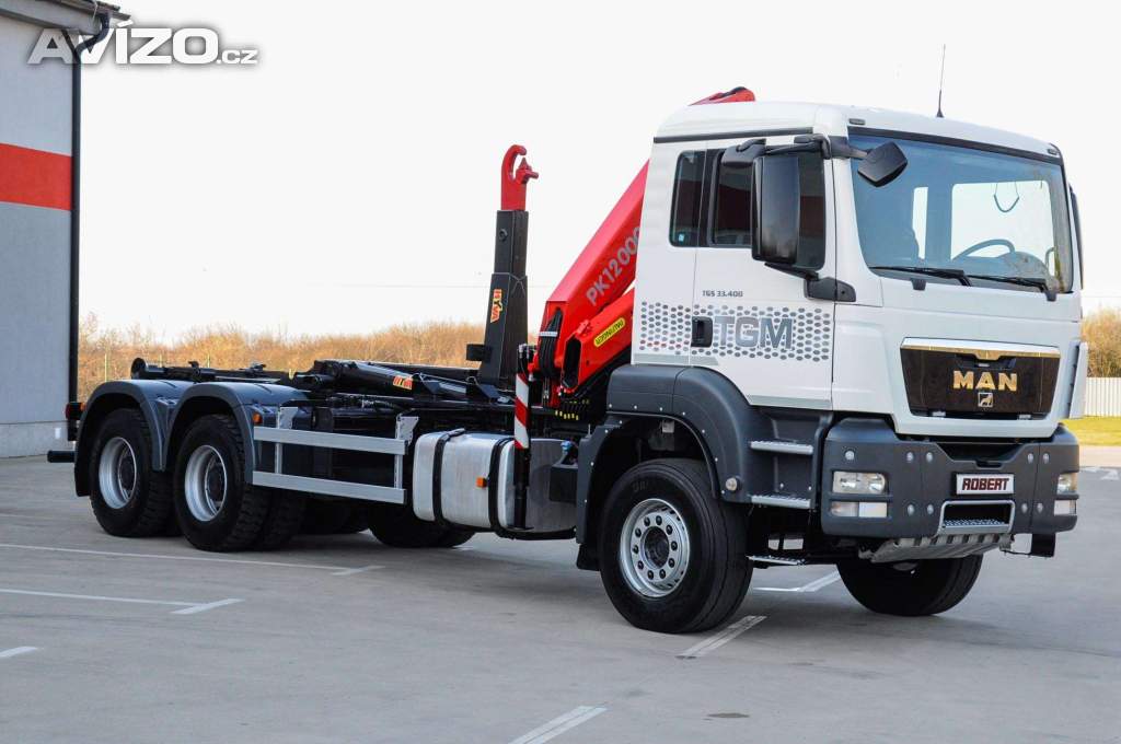6X4 MAN TGS 33.400 HÁKOVÝ NOSIČ KONTEJNERŮ + HYDRAULICKÁ RUKA