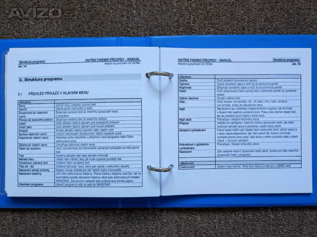 Foto inzerátu Program Vnitřní firemní předpisy formuláře návod