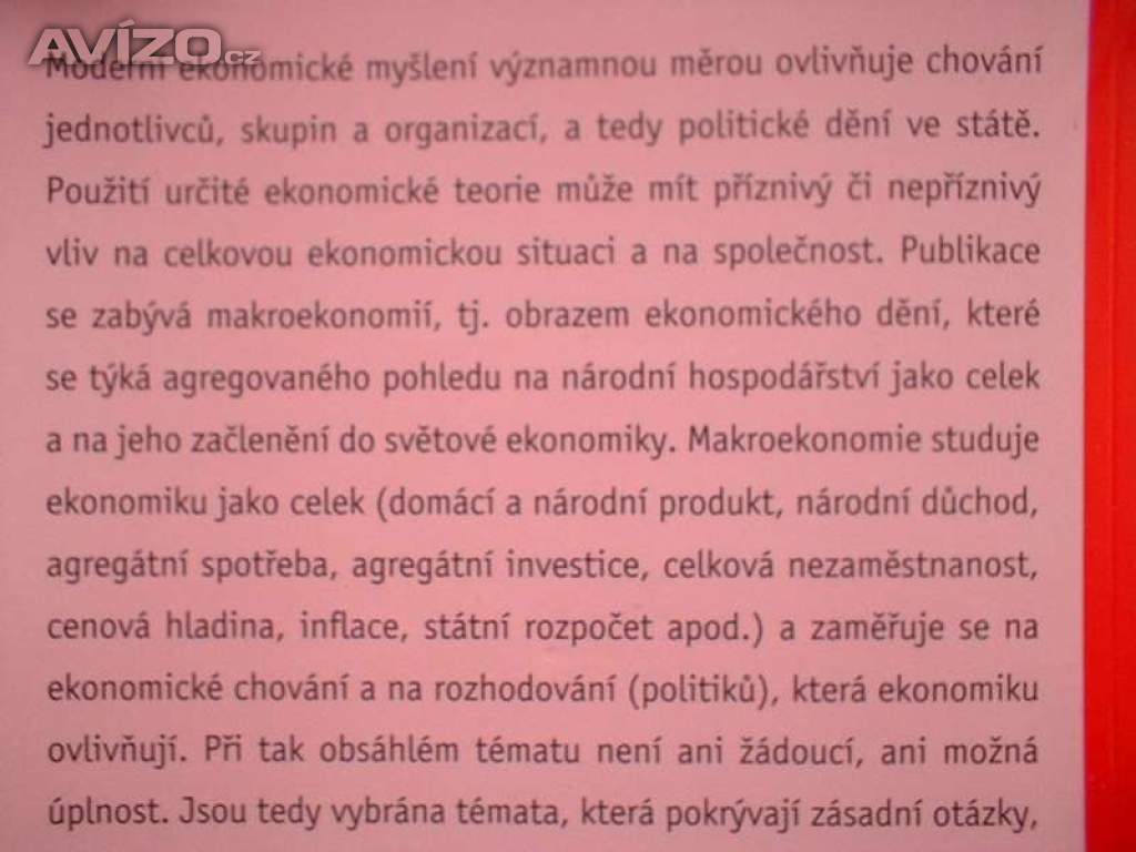 Foto inzerátu Kniha Makroekonomie Josef Brčák Bohuslav Sekerka