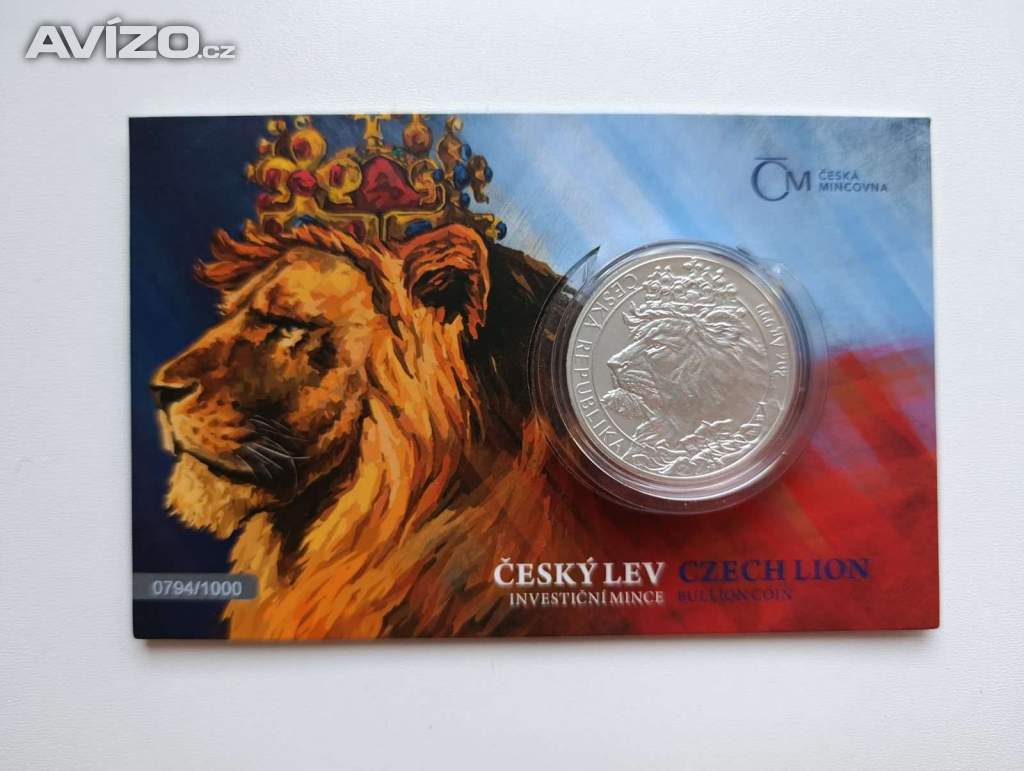 Český lev 2 Oz – 62,2 g Ag 999 – jen 1 000 ks 