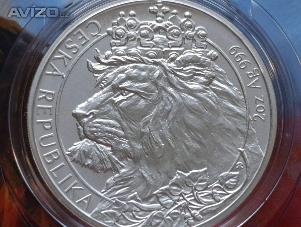 Foto inzerátu Český lev 2 Oz – 62,2 g Ag 999 – jen 1 000 ks 