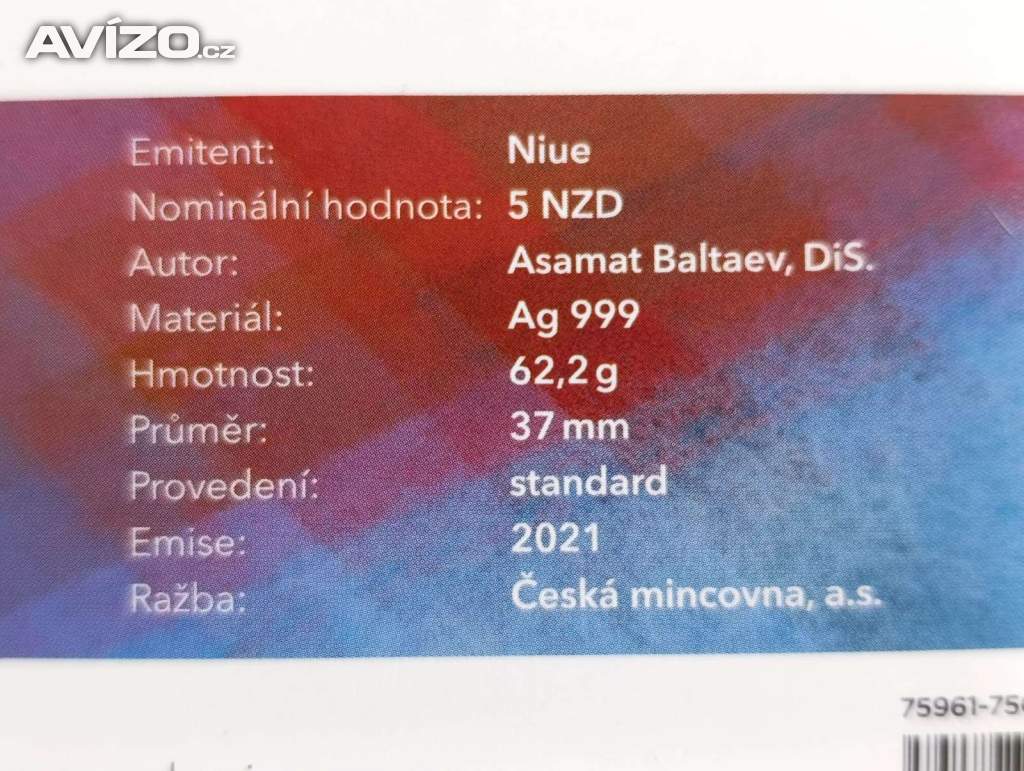 Foto inzerátu Český lev 2 Oz – 62,2 g Ag 999 – jen 1 000 ks 