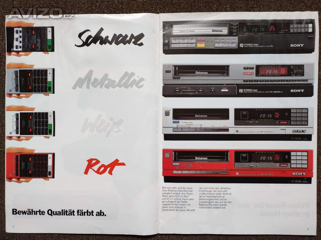 Foto inzerátu Audio Video Sony Technics let 1983-84 Betamax