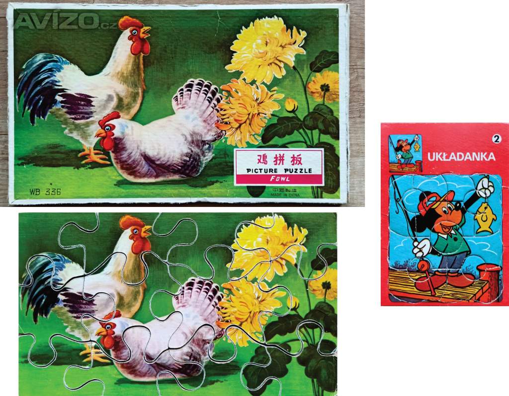 Puzzle Kohout a slepice a Rybář