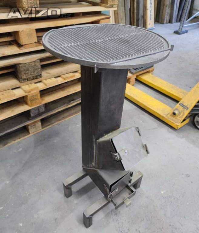 Rocket stove / turbo pecek - kempinkový vařič + gril (litina)