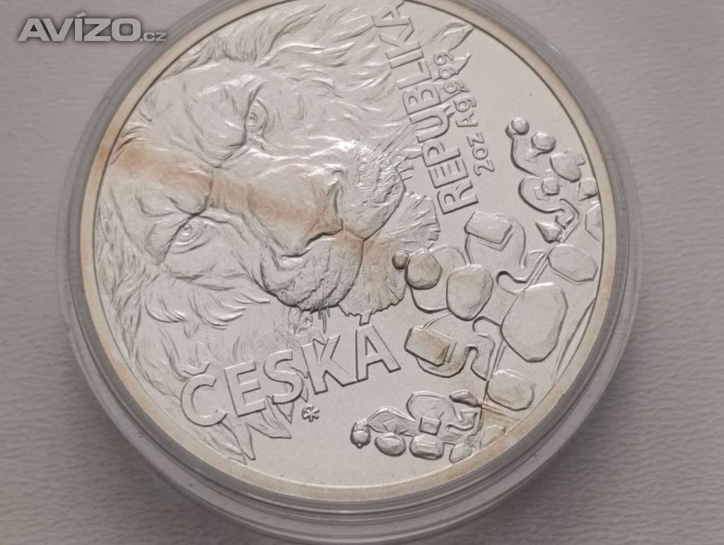 Foto inzerátu Český lev 2023 – stříbrná 2 oz mince, č. 0579/1000, certifikát, dvě unce