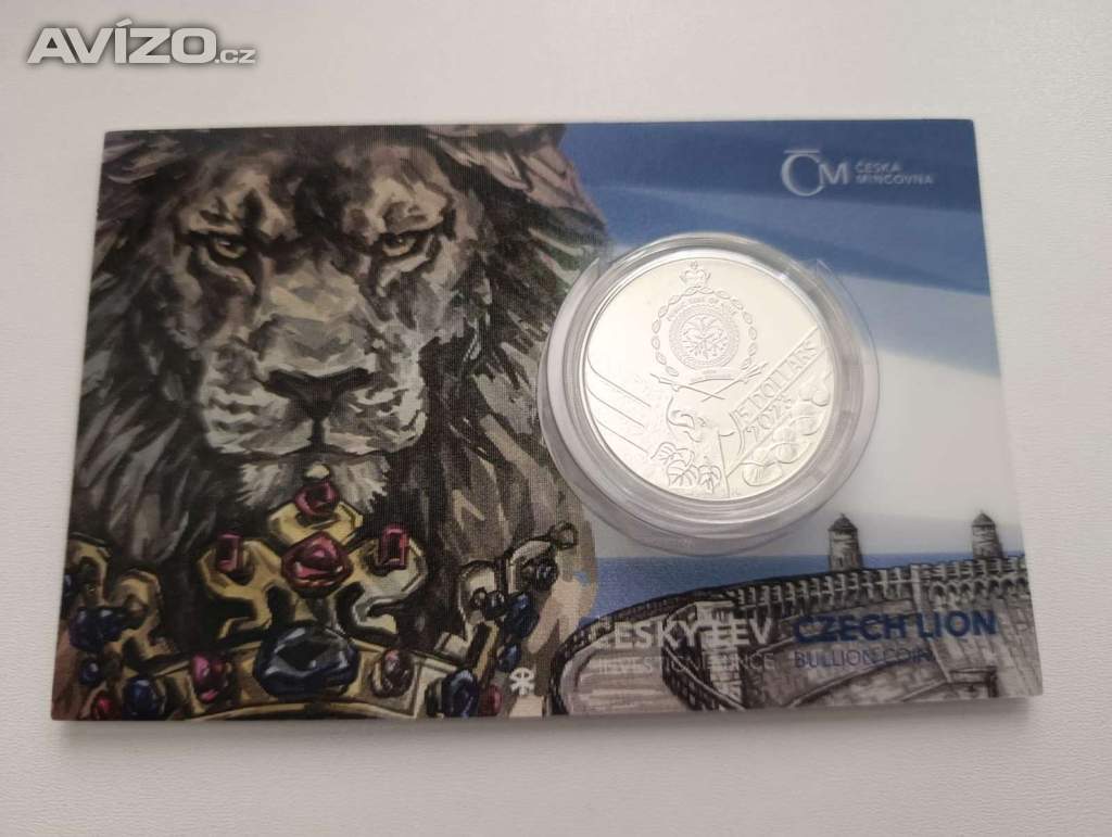Foto inzerátu Český lev 2023 – stříbrná 2 oz mince, č. 0579/1000, certifikát, dvě unce