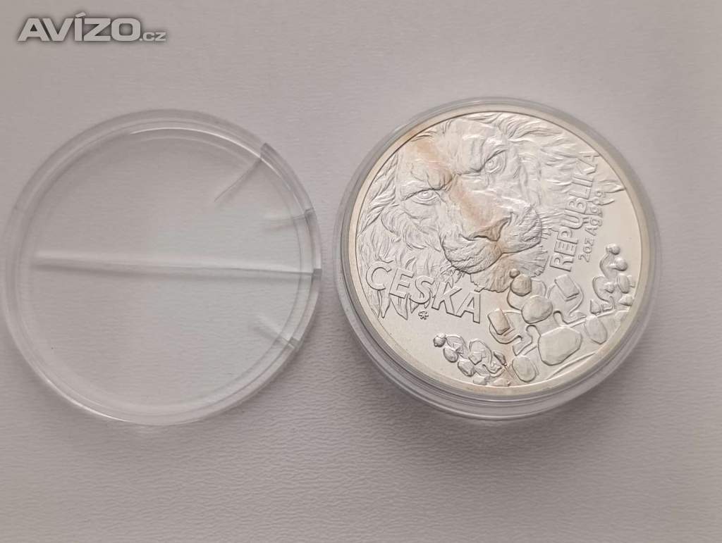 Foto inzerátu Český lev 2023 – stříbrná 2 oz mince, č. 0579/1000, certifikát, dvě unce