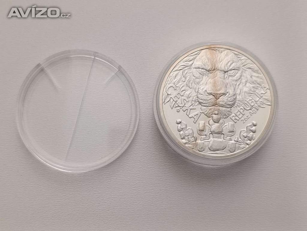 Foto inzerátu Český lev 2023 – stříbrná 2 oz mince, č. 0579/1000, certifikát, dvě unce