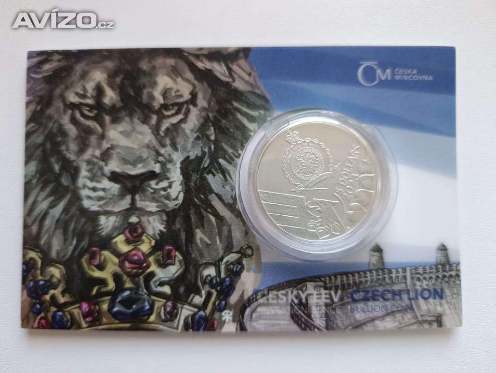 Foto inzerátu Český lev 2023 – stříbrná 2 oz mince, č. 0579/1000, certifikát, dvě unce