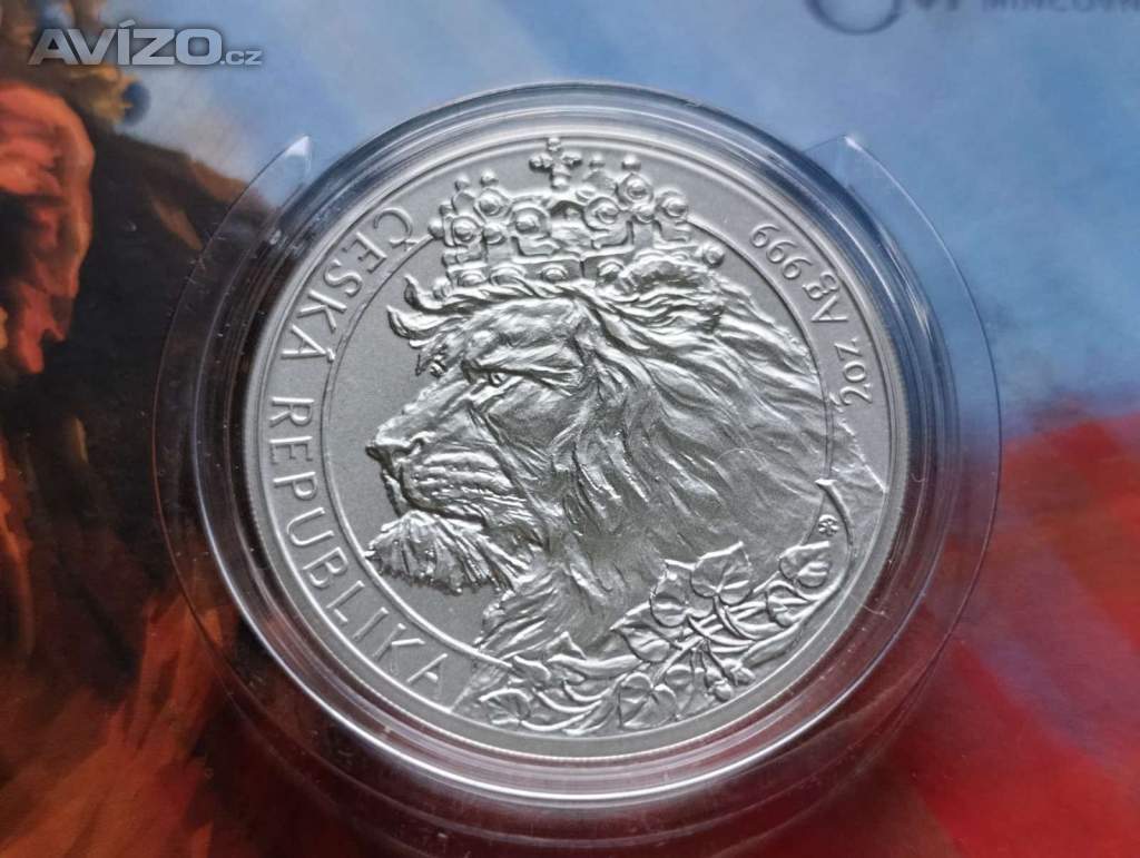 Foto inzerátu Stříbrná mince Český lev 2021 2 oz Ag 999 | Doprava zdarma 