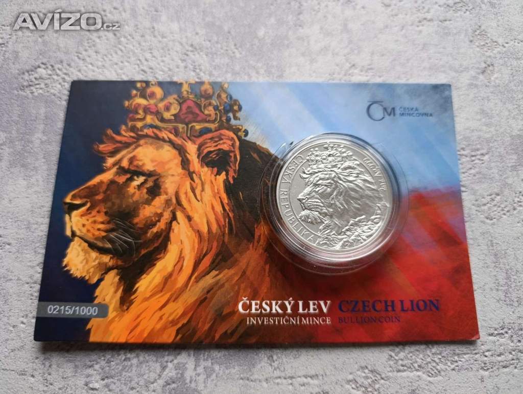 Foto inzerátu Stříbrná mince Český lev 2021 2 oz Ag 999 | Doprava zdarma 