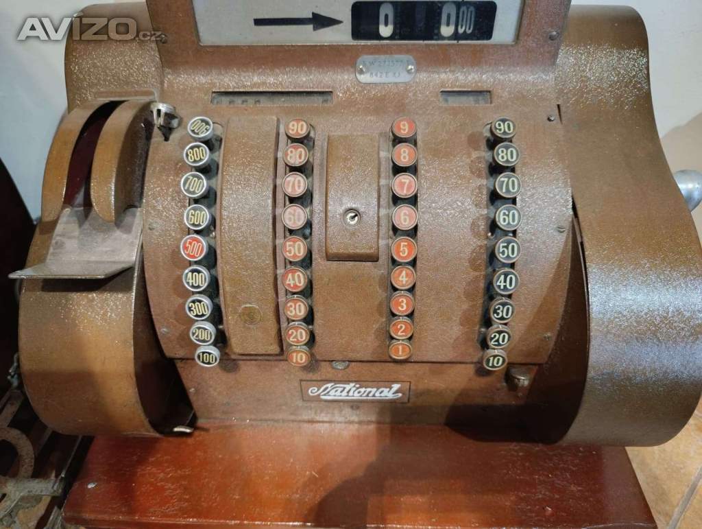 Foto inzerátu Starožitná mechanická pokladna National – retro kasa