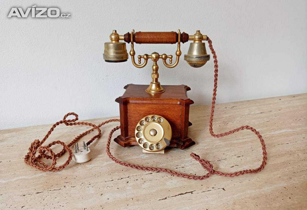 Starožitný elegantní stolní telefon v krásném stavu