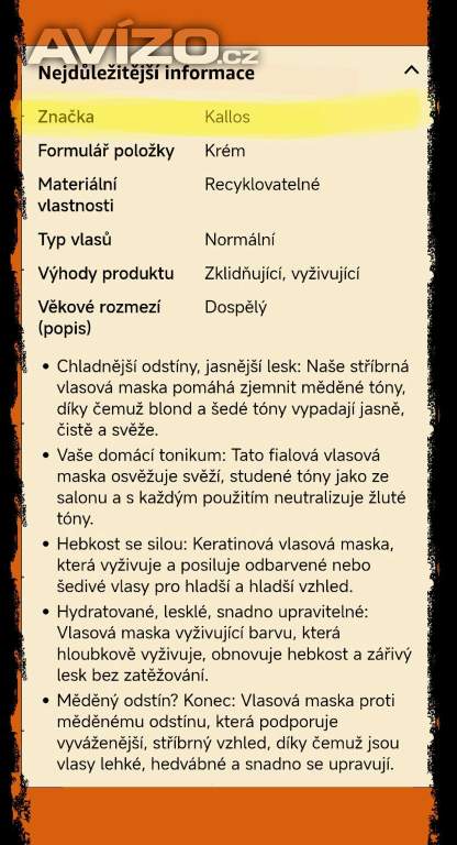 Foto inzerátu Masky na vlasy - Stříbrné. NOVÉ ! Výhodné balení: 1000 ml !! 