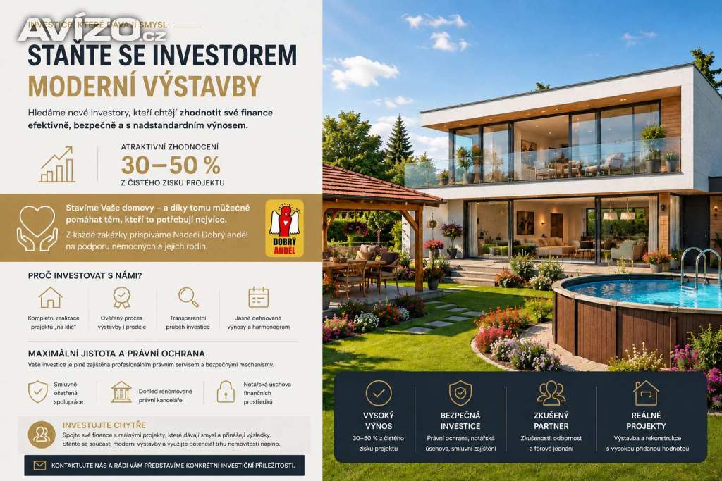 Hledáme investora do zavedené stavební společnosti s vysokým zhodnocením