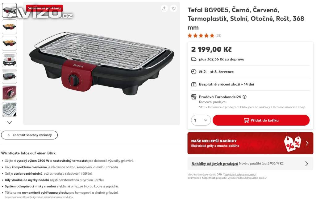 Tefal BG90E514 - nový gril
