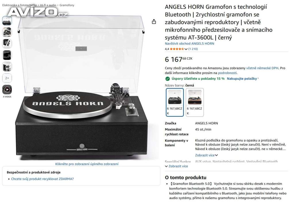 052 - nový gramofon Angels Horn HP-H019