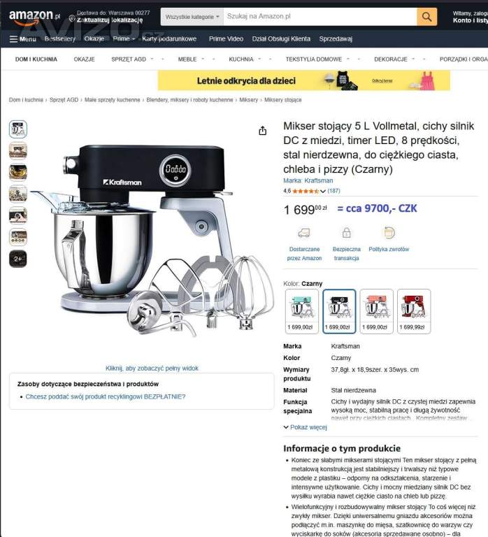 Foto inzerátu 044 - nový kuchyňský robot - kovový Kratfsman KM50