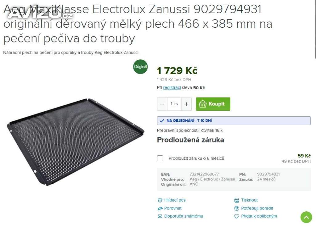 Foto inzerátu 053 - Plech na pečivo - AEG Electrolux Zanussi 466 x 385 mm