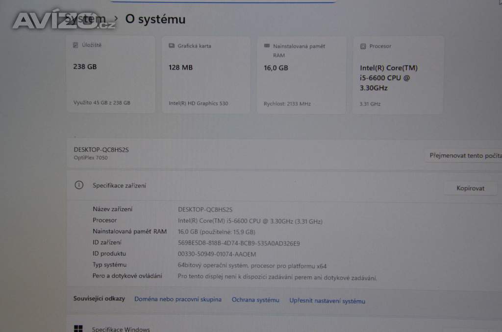 Foto inzerátu Dell Optiplex 7050 i5/16GB/SSD 256GB/záruka