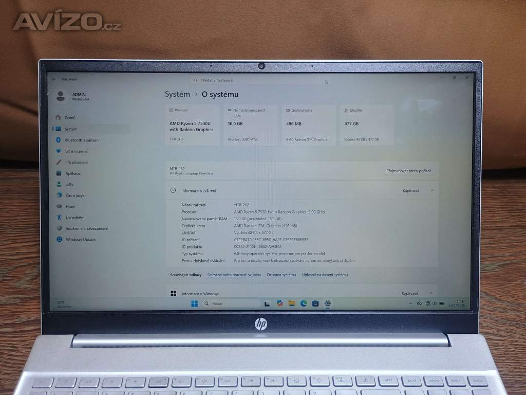 Foto inzerátu #262 - Notebook - HP Pavilion 15, Ryzen 5, 512GB, 16GB