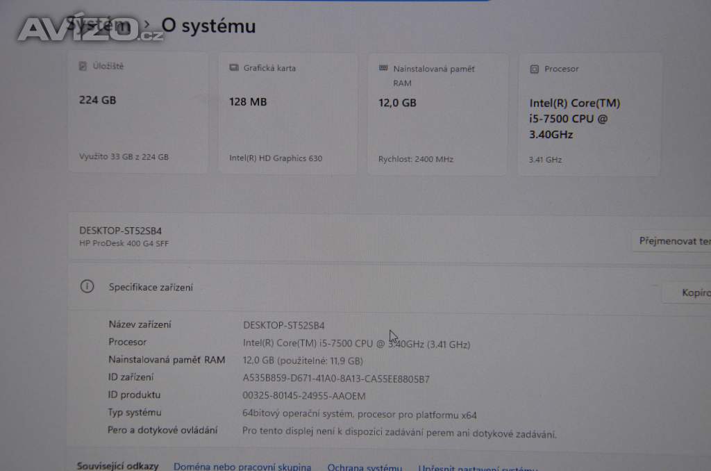 Foto inzerátu HP Prodesk 400 G4 SFF i5/12GB/SSD 256GB/Záruka