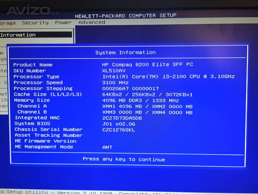 Foto inzerátu PC#245 HP 8200 Elite SFF Core i3