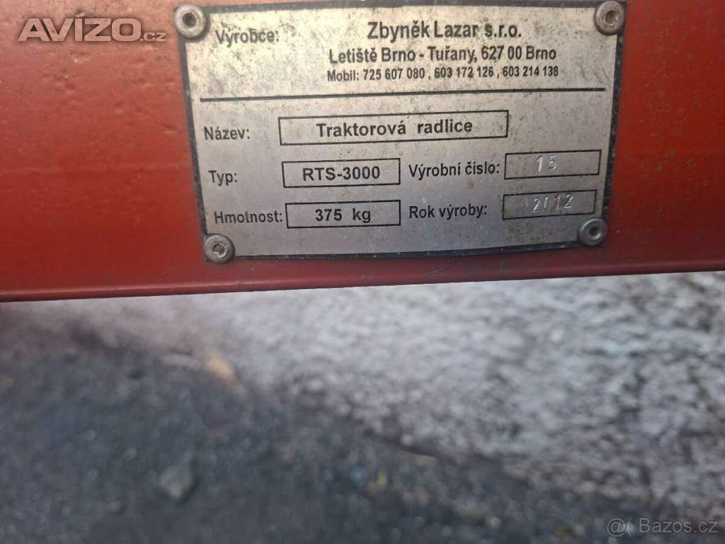 Foto inzerátu Radlice traktorová na sníh Lasar RTS 3000