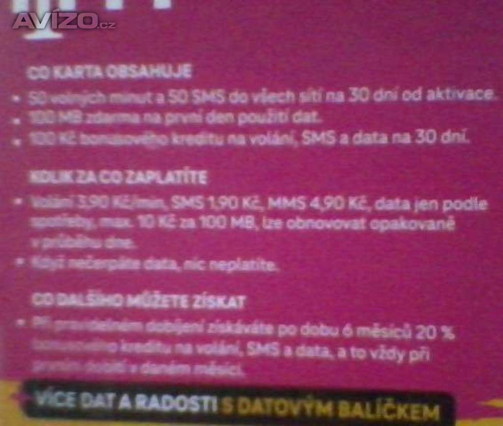 Foto inzerátu Nová předplacená SIM karta T-Mobile