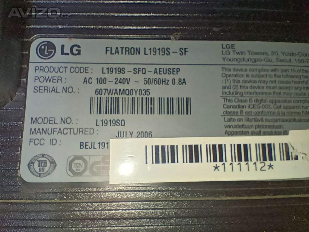 Foto inzerátu LCD#60 monitor LG Flatron L1919s