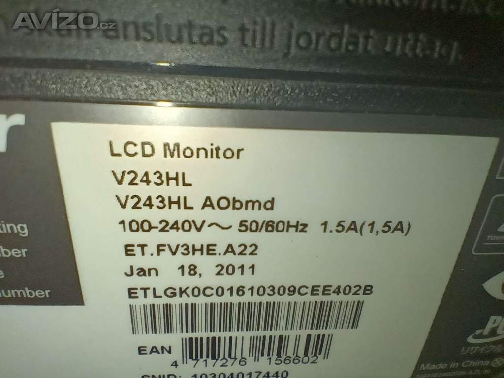 Foto inzerátu LCD#61 monitor Acer V243HL
