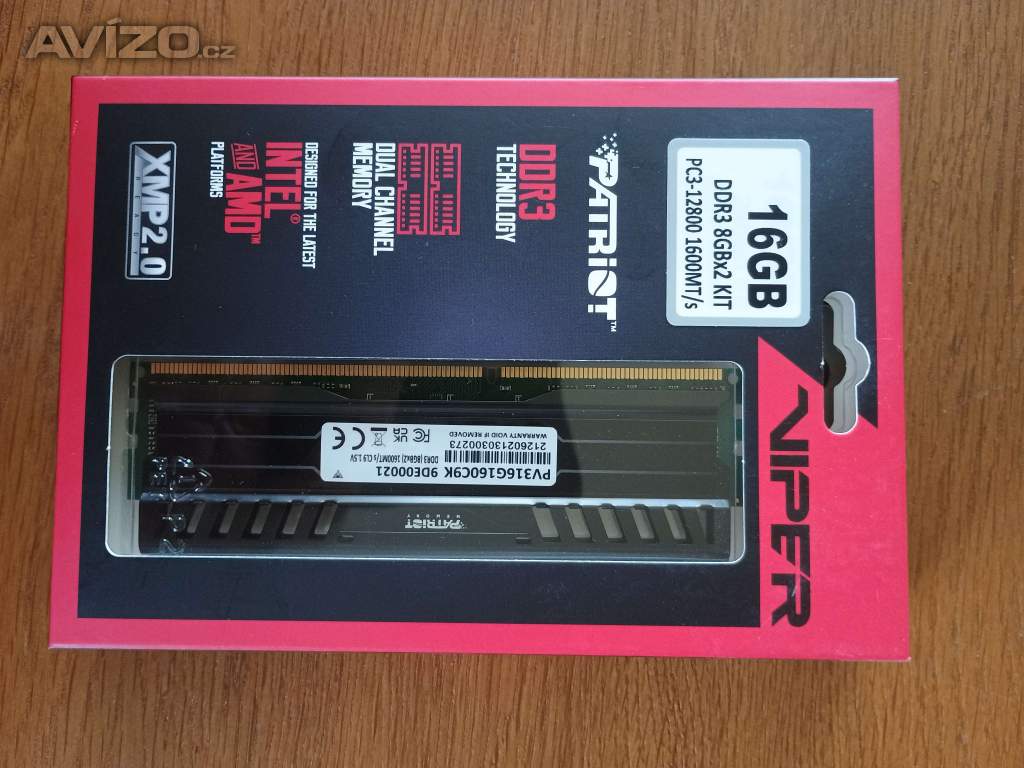 Foto inzerátu Patriot Viper DDR3 4x8GB (2x16GB kit) 1600MHZ CL9 - nové