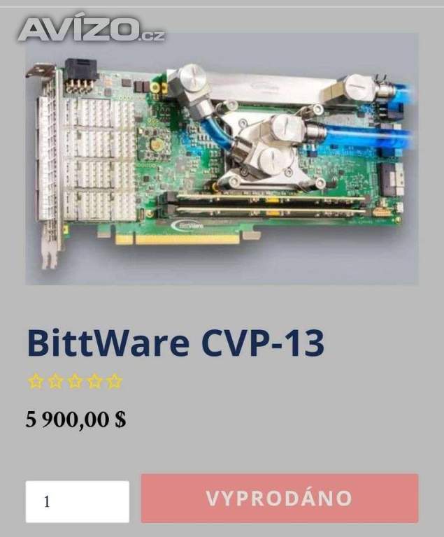 Foto inzerátu Mining Karta BittWare CVP-13 FPGA vodou chlazené s celoplošným, oboustranným chlazením