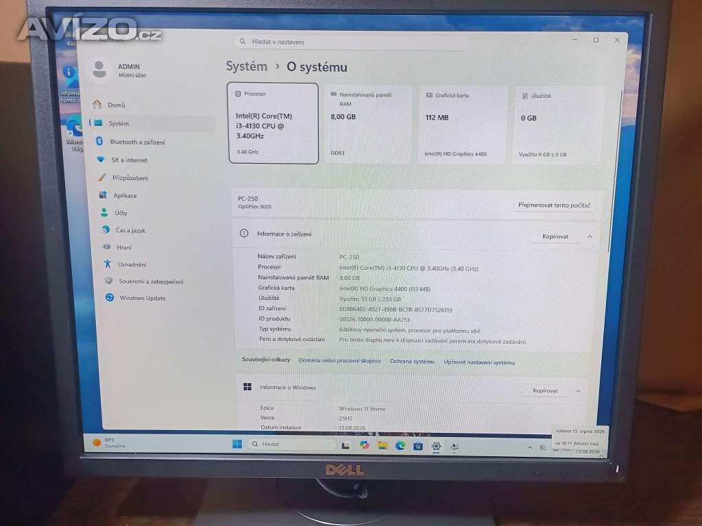Foto inzerátu PC#250 Dell Optiplex 3020, Core i5, 250GB, 8GB, DVD, W11
