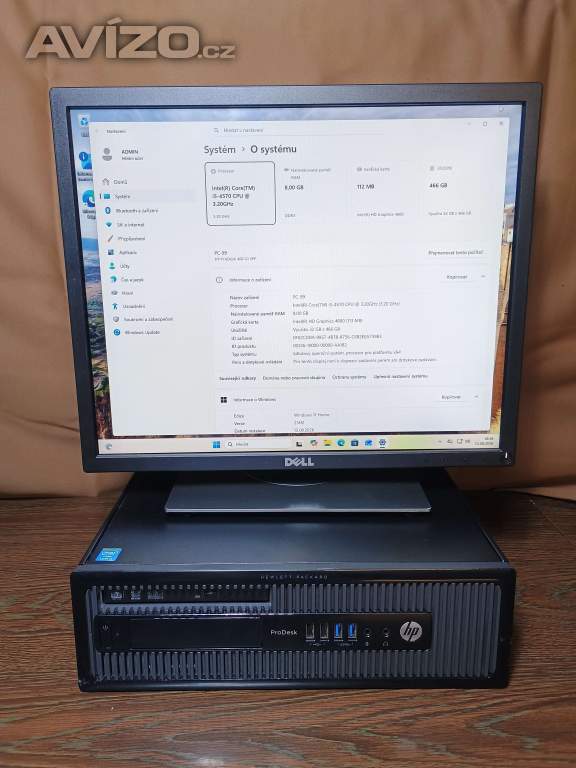 Foto inzerátu PC#099 HP ProDesk 400 G1 SFF, Core i5, 500GB, 8GB, DVD, W11