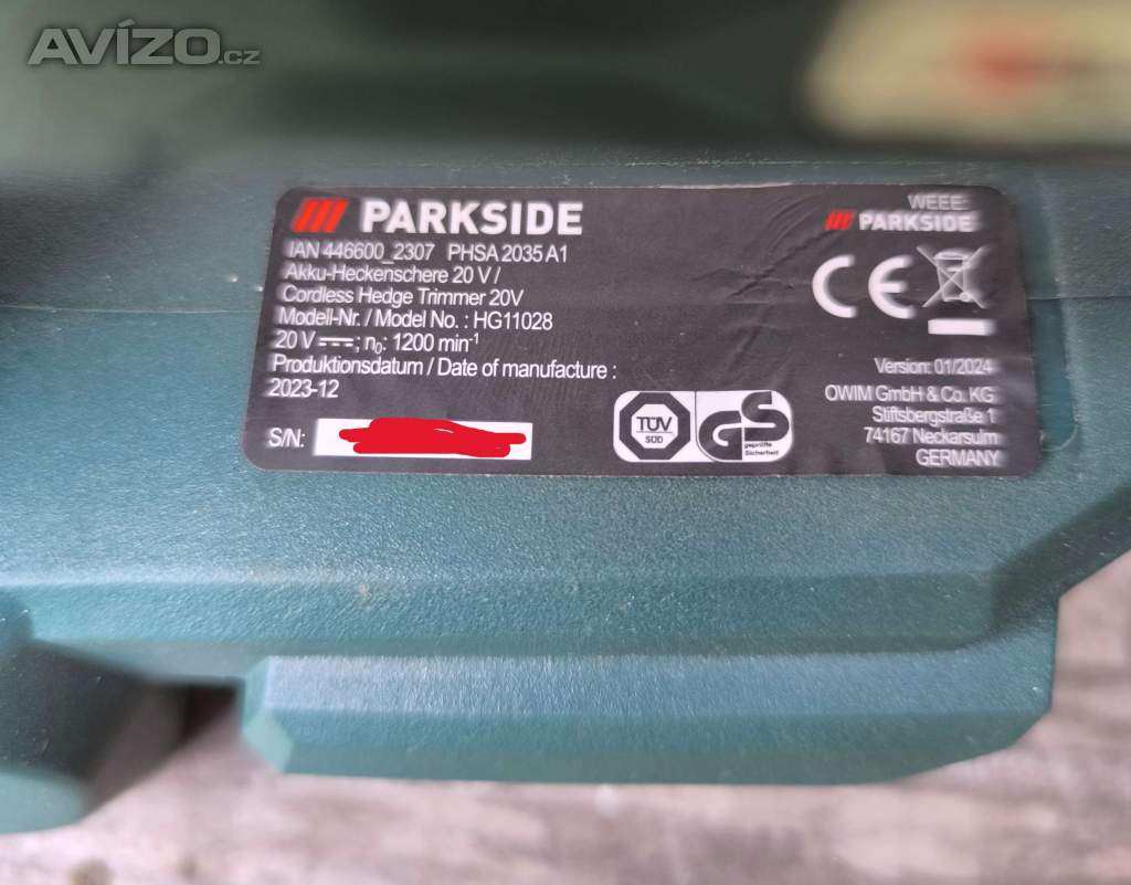 Foto inzerátu PARKSIDE® Aku nůžky na živý plot PHSA 2035 A1 